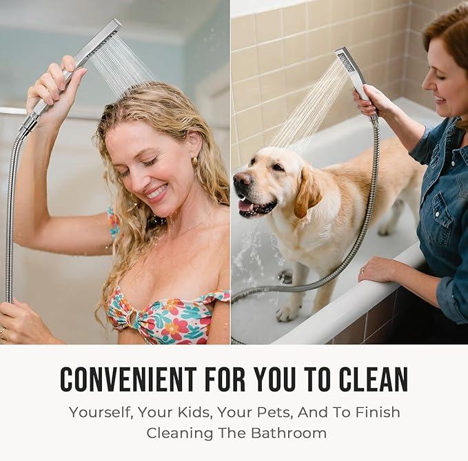 G-Promise All Metal 10" Dual Square Shower Head Combo | Rain Shower Head | Handheld Shower Wand | Adjustable | Smooth 3-Way Diverter | 71" Extra Long Hose - A Bathroom Upgrade (Chrome)