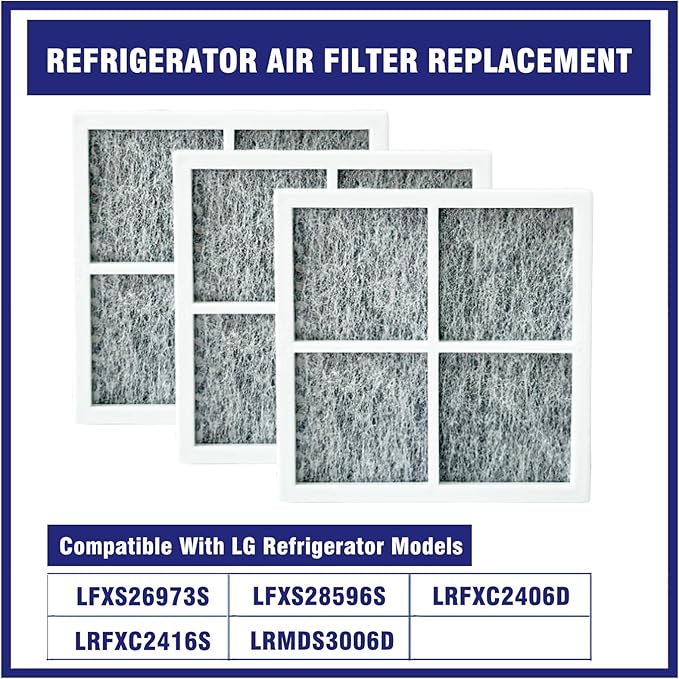 3 Pcs Refrigerator Air Filter Replacement Fit for LG LFXS26973S, LFXS28596S, LRFXC2406D, LRFXC2416S, LRMDS3006D