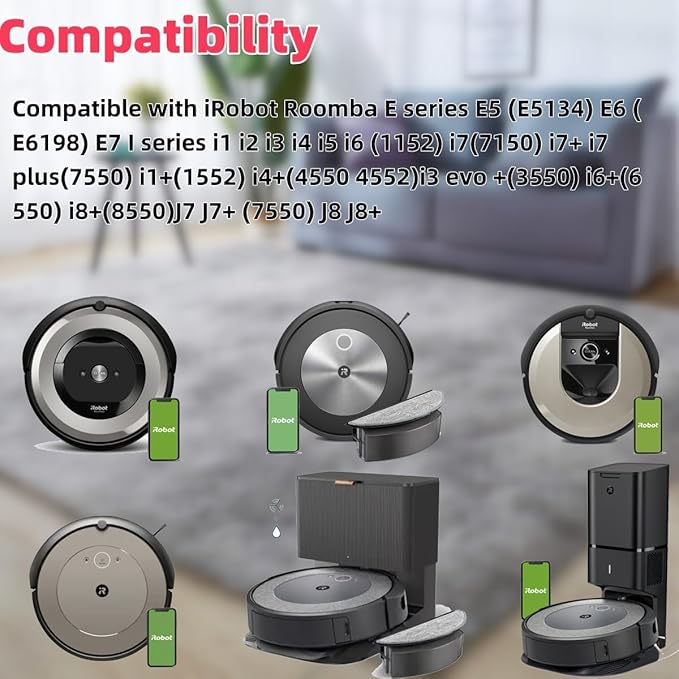 Parts Accessories Compatible for iRobot Roomba e5 e6 i1 i2 i3 i4 i5 i6 i7 i8 j5 j6 j7 j8 and All Plus i e j Series Vacuum Cleaner 1 Set Roller Brushes 3 HEPA Filters 3 Side Brushes