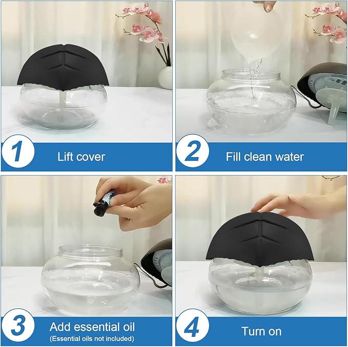 Water-Based Purifier Air Washer, Air Revitalizer & Freshener, Air Fresher with 7 LED Color Changing Light for Rooms (Black)