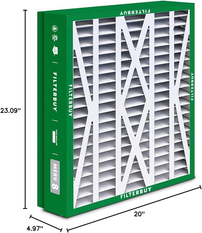 Filterbuy 21x23.5x5 Air Filter MERV 8 (MPR 700) Dust Defense Replacement (4-Pack), Pleated HVAC AC Furnace Filters for Trane Perfect Fit & American Standard (Actual Size: 20.00 x 23.09 x 4.97)