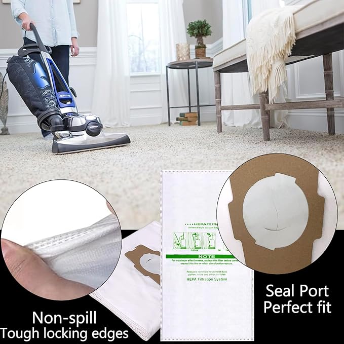 16 +2 Pack 204814 Micron Magic HEPA Filter Bags plus Belts Compatible with Kirby Part 205811 204814 204811 Universal Cloth Bags and All Kirby Sentria Vacuum G Series, Avalir Models