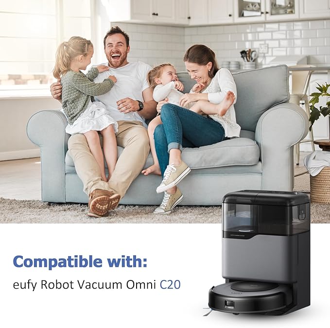 Replacement Parts Kit for eufy Omni C20 Robot Vacuum Accessories, 2 Roller Brushes, 4 Filters, 6 Side Brushes, 6 Mop Pads, 6 Dust Bags, 24 Pack