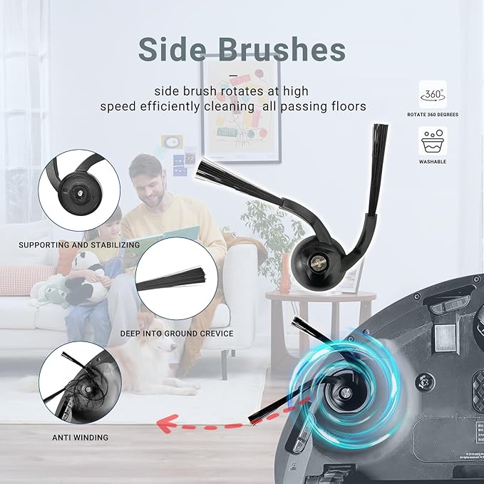 Replacement Parts accessories for iRobot Roomba e5 e6 i1 i2 i3 i4 i5 i6 i7 i8 j5 j6 j7 j8 and all Plus i e j Series Vacuum Cleaner 2 Set Roller Brushes 6 HEPA Filters 6 Tangle-Free Side Brushes