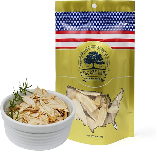 American Ginseng Slices from Wisconsin, DOL American Wisconsin从Ginsengs Slices Root for Tea, Energy for Men Women Mental Health Boosts Immunity, Gluten Free, 花旗参/西洋参 Long Strip 1 Bag of 4OZ