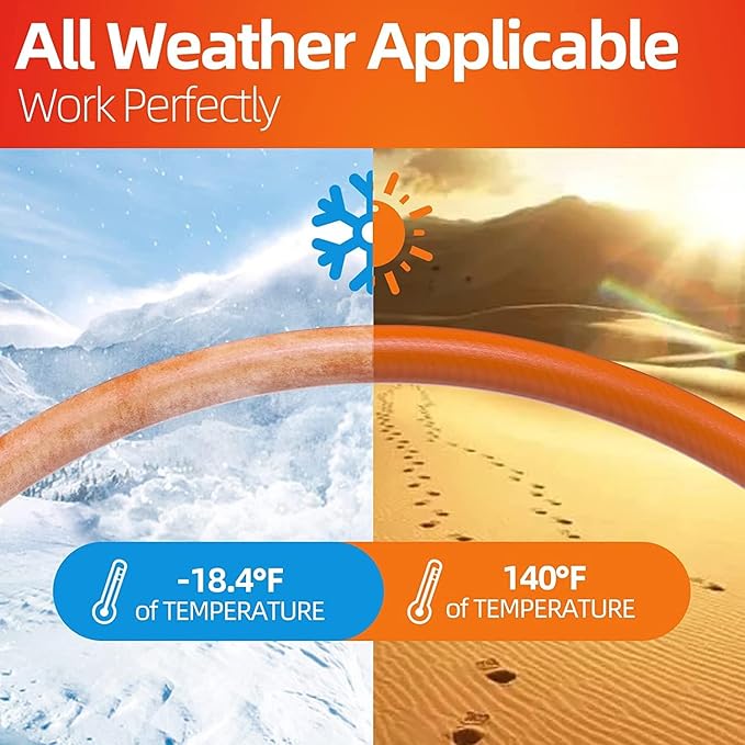 Garden Water Hose 25 ft x 3/4 in Heavy Duty, Flexible and Lightweight, Burst 600 psi, Kink-less Hybrid Rubber Pipe for Backyard, 3/4'' Brass Fittings, Orange