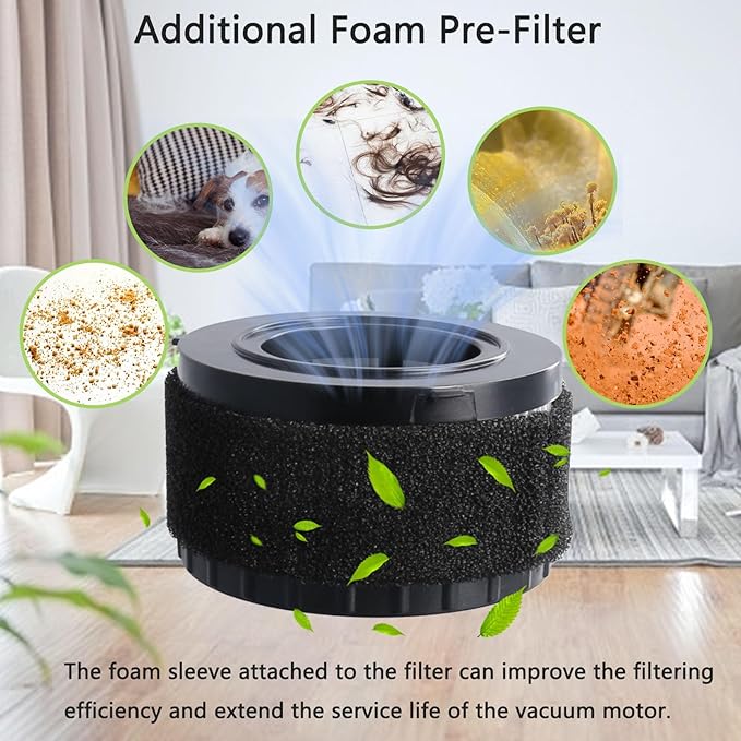 4 Pcs DC5151H HEPA Filter Compatible with DEWALT DC5151H DC515 DCV517 DCV517B Wet Dry Vacuum, With 8 PCS Foam Sleeve Filter