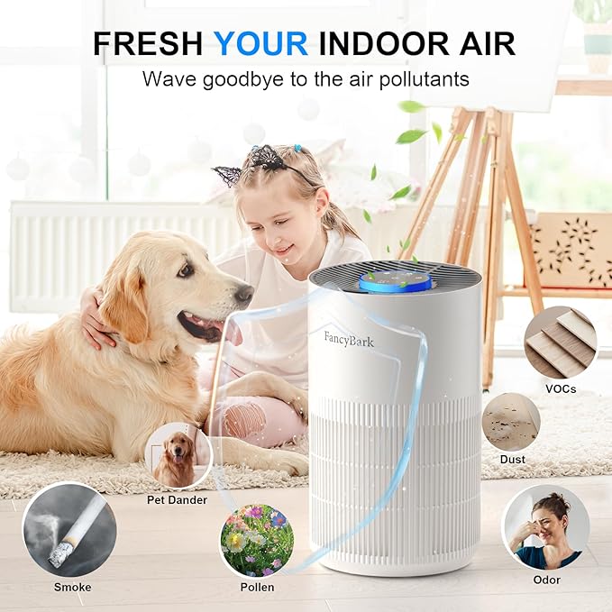 Air Purifiers for Home Bedroom Up to 1000 Ft², H14 True HEPA Room Air Purifiers for Bedroom With Sleep Mode Light Mode & Aroma Function Air Cleaner Smoke Odor Dust Pollen Pet Dander (White)