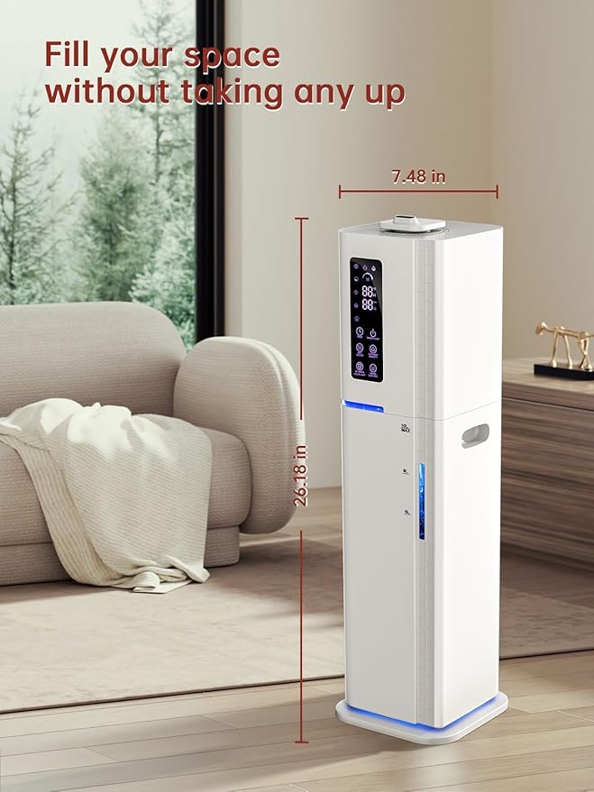 2.64Gal Humidifiers for Bedroom Large Room, Warm and Cool Mist up to 500ft², Top Fill Diffuser Ambient Light, 3 Mist Modes, 24H Timer,35dB Quiet Humidifier for Home Office Plant