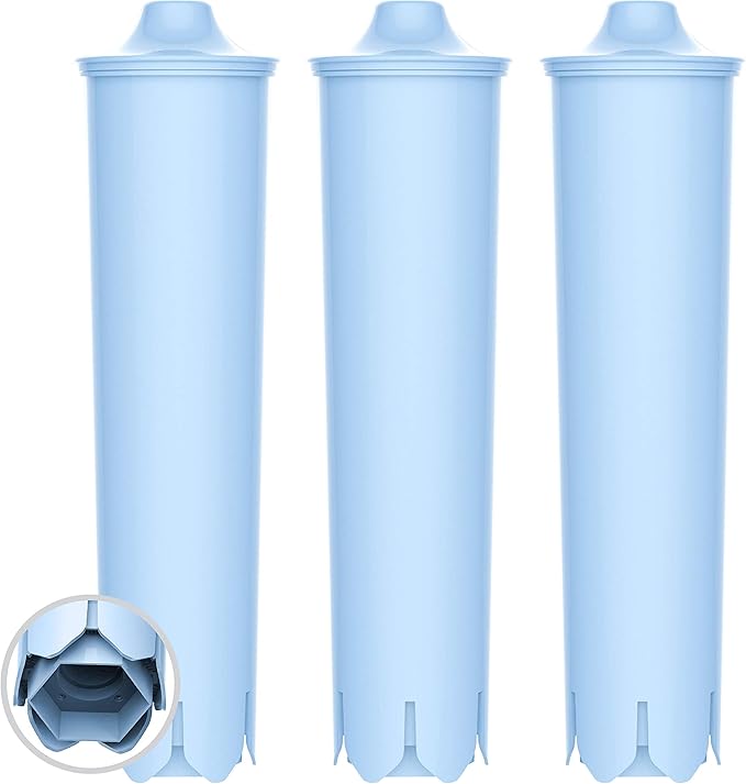 EcoAqua Replacement Water Filter, Replacement for Jura® Filter Clearyl/Claris Blue Capresso® Clearyl Coffee Machine Water Filter, TÜV SÜD Certified, Pack of 3