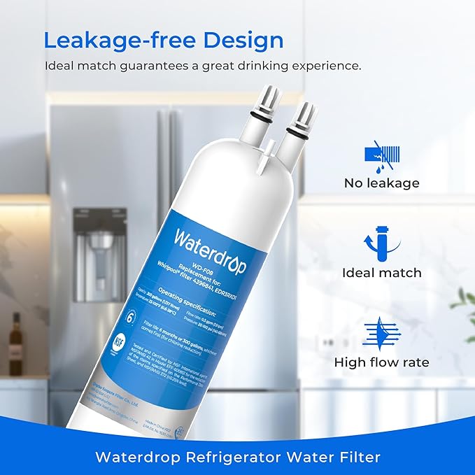 Waterdrop EDR3RXD1 Replacement for Everydrop® Filter 3, 4396841, 4396710, WD-F08, Kenmore® 46-9083, 46-9030 Refrigerator Water Filter, 2 Filters