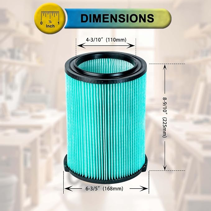 2 Pack VF6000 Hepa Filter Replacement for Rigid Shop Vac Filter 97457, 5-Layer HEPA Pleated Paper Filter, compatible with RIDGID most 5-20 Gallon Wet/Dry Vacuums, with 4 Pack Filter Covers