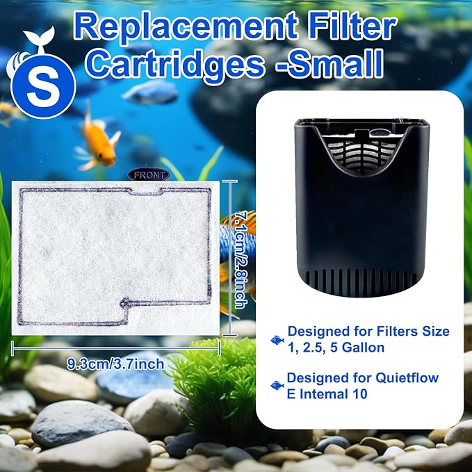 10 Packs Small Replacement Filter Cartridges for Aqueon QuietFlow E Internal Power Filter Size 10 and Minibow Aquarium Filters Size 1/2.5/5 Gallon ﻿