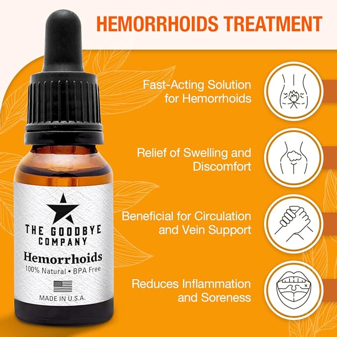 The Goodbye Company Hemorrhoid Treatment – Natural Vegan Hemorrhoid Healing Serum – Fast Relief & Shrinking Formula – Made in USA (15mL)