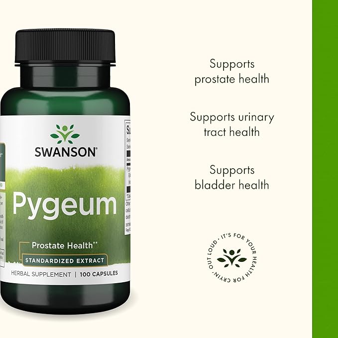 Swanson Pygeum - Herbal Supplement Promoting Male Prostate Health, Bladder, and Urinary Tract Health Support - Mens Health Supplement - (100 Capsules, 125mg Each)