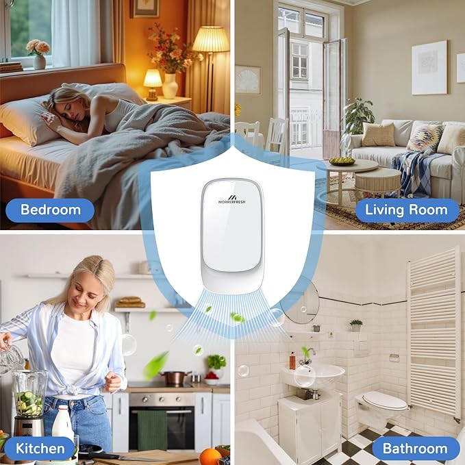 Cat Litter Deodorizer – 99% Odor Eliminator for Strong Pet Odors, Plug In Negative Ion Air Purifier for Litter Box, Home, Kitchen, Bathroom, Ozone-Free & Quiet Portable