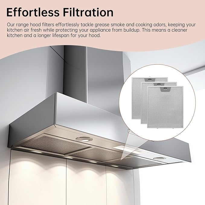 GE Range Hood Filter Replacement WB02X24871-3 Pack by oneket, 11-7/8"×9-7/8"×3/8" Metal Grease Filters, Compatible with GE JVW5361EJ1ES JVW5361EJ2ES JVW5361SJSS JVW5361BJ1TS