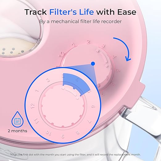 Waterdrop Glass Water Filter Pitcher with 1 Filter, Eco-Friendly, with NSF 53&42&372 Certified Filter, 7-Cup, Reduces PFOA/PFOS, Chlorine, Cadmium, Copper, Mercury, BPA Free, Easy to Clean, Pink