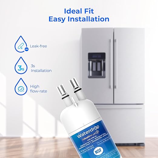 Waterdrop 𝐀𝐥𝐤𝐚𝐥𝐢𝐧𝐞 W10295370A Replacement for Everydrop® Filter 1, EDR1RXD1, EDR1RXD1B, P8RFWB2L, P4RFWB, Kenmore® 46-9081, 46-9930, WD-F38, 𝐄𝐧𝐡𝐚𝐧𝐜𝐞𝐬 𝐩𝐇 Refrigerator Water Filter
