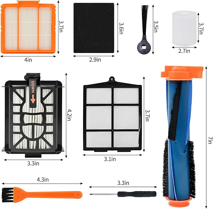 Replacement Parts for Shark AI AV2501AE RV2502AE RV2610WA AV2501S RV2520 AOUS AV2510 AOUS AV2511AE Vacuum Cleaner,Accessory kits with Main Brush,Filters,Side Brushes,Pre Filter,Foam Filter ﻿
