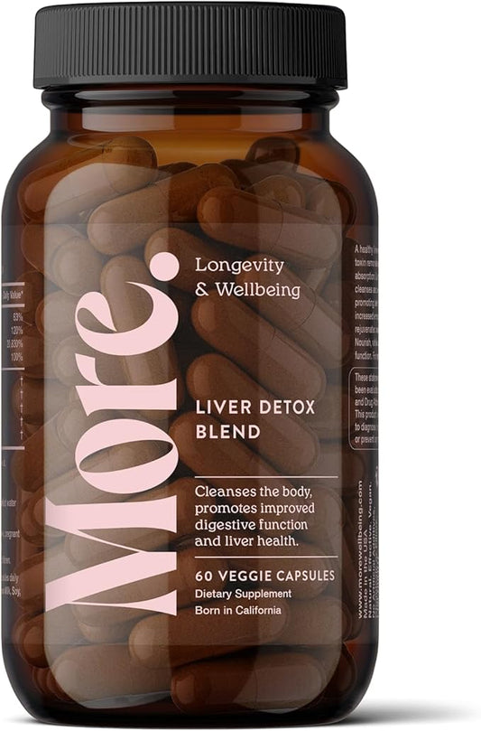 More. Longevity & Wellbeing Liver Support & Cleanse – Potent Extract-Based Formula with Antioxidants and Amino Acids – Liver Health & Digestive Balance – 60 Capsules (Made in USA)