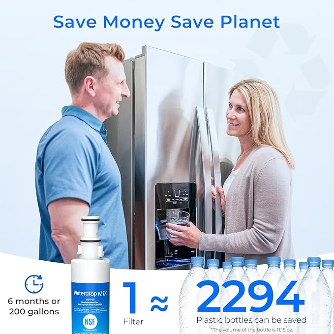 Waterdrop 4396701 Replacement for Whirlpool® EDR6D1, EveryDrop® Filter 6, 4396701, Kenmore 9915, 469915, WF293, RWF2000A, 4396702, LC200V, L200V, WFL200 Refrigerator Water Filter, 3 Pack