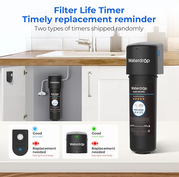 Waterdrop 10UA Under Sink Water Filter System, Reduces PFAS, PFOA/PFOS, Lead, Chlorine, Bad Taste & Odor, Under Counter Water Filter Direct Connect to Kitchen Faucet, NSF/ANSI 42 Certified, 8K Gallons