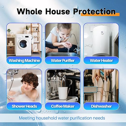 PUREPLUS 1-Stage Whole House Water Filter, with Iron Manganese Reducing Water Filter, 10"x4.5" Cartridge Universal Housing, Pre-Filtration System for Well Water, 1" NPT Port, Pressure Release