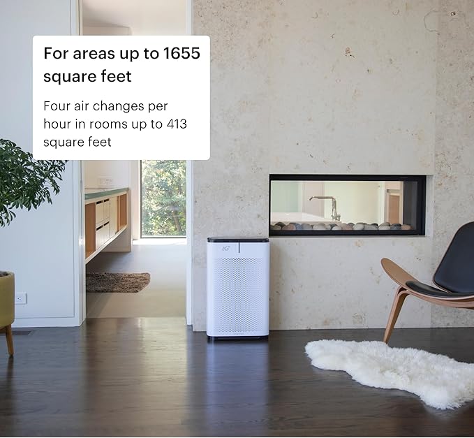 Brondell P700BB-W Pro Air Purifier Clean Air Filter With Aurabeat AG+ Technology for Bedroom, Home Office, Reduces Odor from Smoke and Pets, Includes Filters, 1655 Square Feet, White