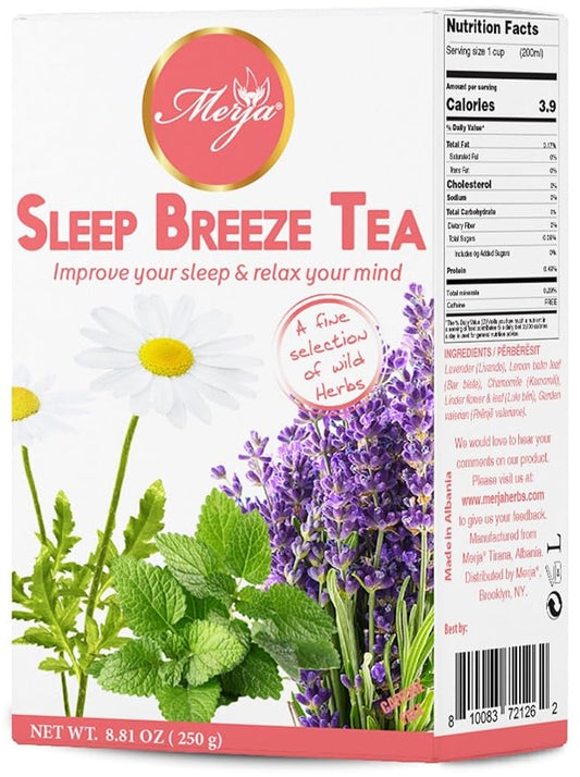 Merja Herbs Sleep Breeze Tea [250g] Caffeine Free for Sleep & Memory Boost | Loose Mediterranean Supports Stress Relief Tea | Herbal Teas & Beverages