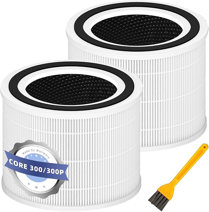 Core 300 Replacement Filter for LEVOIT Core 300-P Air Purifier, 3-in-1 H13 True HEPA Replacement Filter,Activated Carbon Filtration System，2 Pack