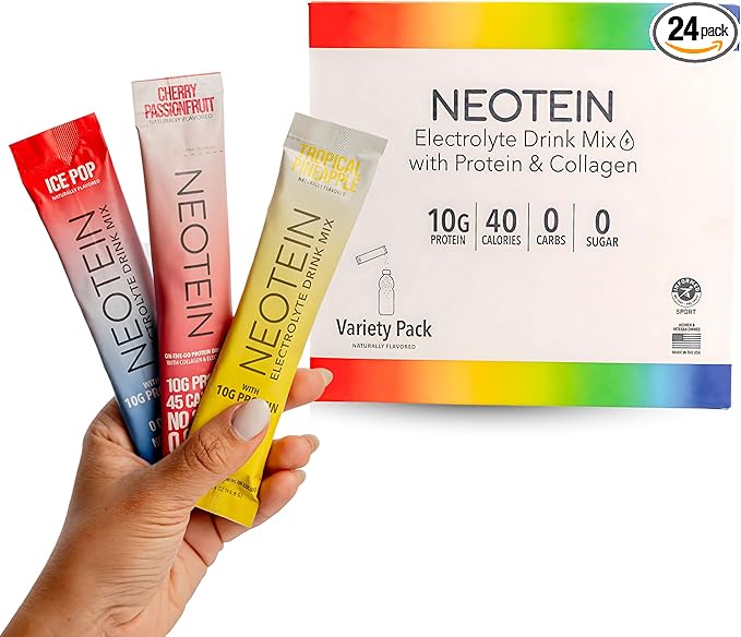 Electrolyte Powder Packets, Protein Powder with 10g Protein & Collagen - Hydration Packets - Zero Sugar, NO Fillers, NO Carbs | Variety Pack | 40 Calories | Keto & Paleo | Pack of 24