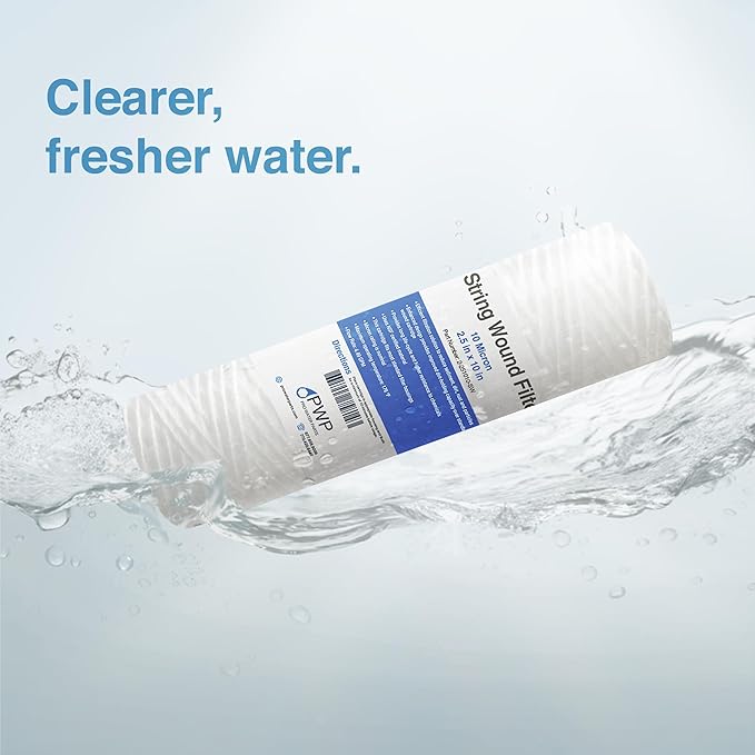 String Wound Sediment Water Filter Cartridge 2.5x10" 10 Micron 50 Pack