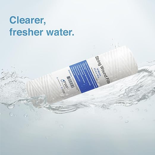 String Wound Sediment Water Filter Cartridge Standard 2.5x10" 10 Micron 25 Pack