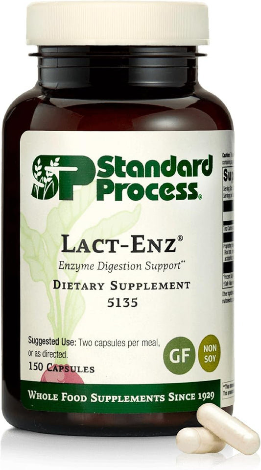 Standard Process Inc. Lact-ENZ - Whole Food Immune Support, Digestion and Digestive Health with Bifidobacterium Longum, Cellulase, Protease, Amylase, Lipase, Maltodextrin and More - 150 Capsules