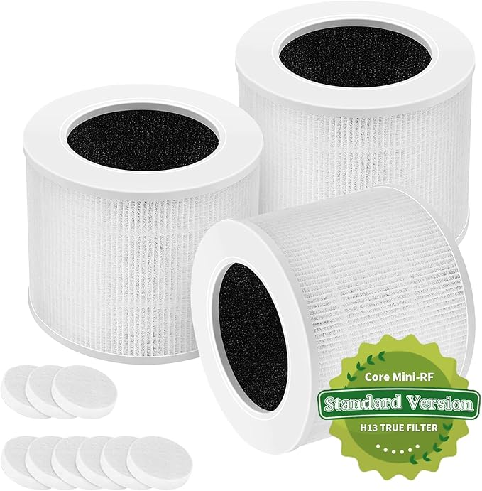 Core Mini Replacement Filter for LEVOIT Air Purifier, 3-Stages True HEPA Activated Carbon Filters Fit for LEVOIT Core Mini Air Purifier, Core Mini-RF 3Pack