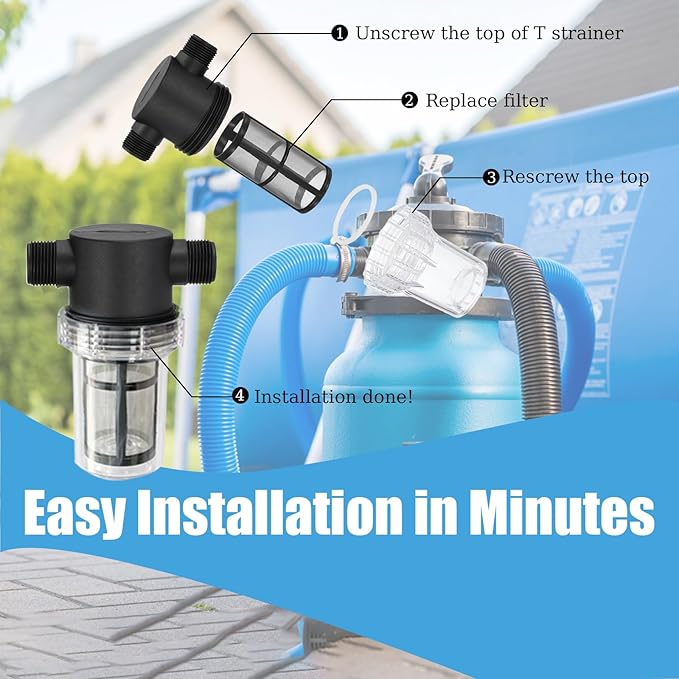 4-Pack Stainless Steel Screen Made for Garden Hose Filter, Black 100 Mesh Pressure Washer Filter Accessory Compatible with Hose Sediment T Strainer