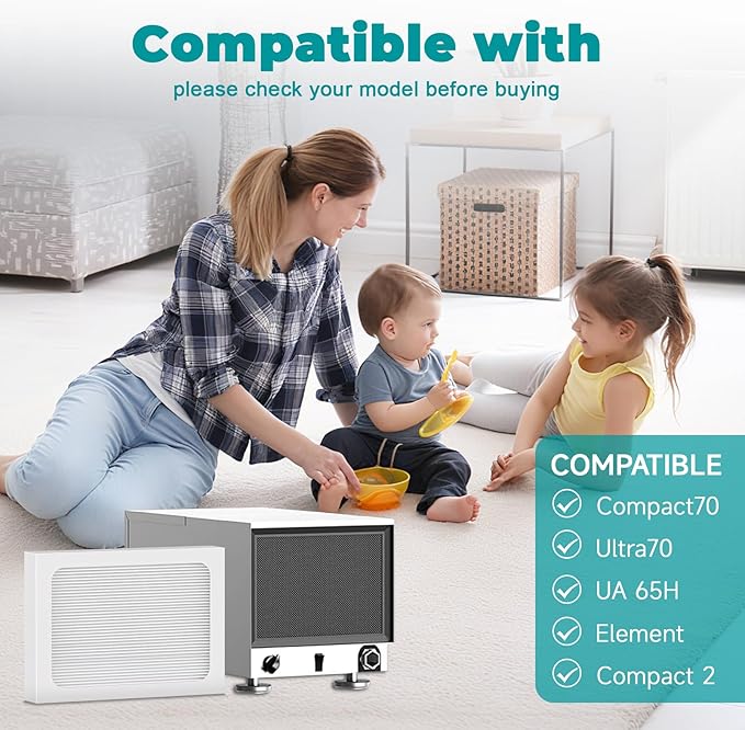 2-Pack 9 x 11 x 1 MERV 13 Replacement Dehumidifier Filter Compatible with Santa Fe Compact70, Ultra70, Element, Compact2, UA 65H dehumidifier Models