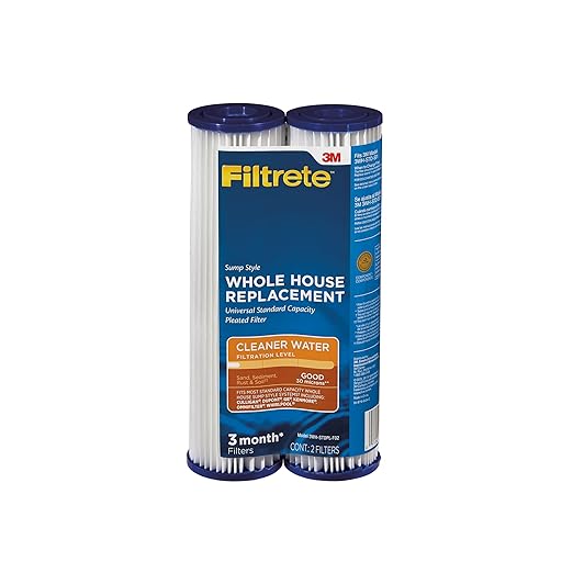 Filtrete Standard Capacity Whole House Pleated Replacement Water Filter 3WH-STDPL-F02, 2 pack, for use with 3WH-STD-S01 System