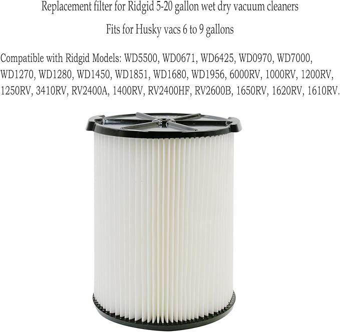 2 Pack VF4000 Filters + 4 Pack VF3502 Filter Bags + 4 Pack Foam Sleeve for Ridgid 5-20 Gallon Wet Dry Vacuum Cleaner (10 Pack)