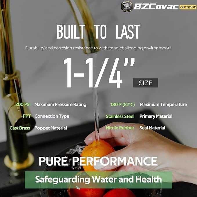 1-1/4 Inch Foot Valve with Mesh Strainer, Universal One-Way Female NPT Check Valve with Backflow Prevention, Lead-Free Brass Construction for Well Jet Pumps, Irrigation, and Water Systems