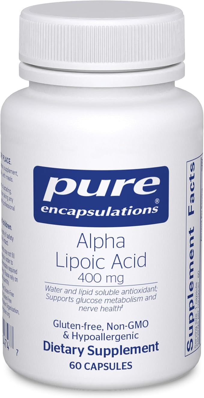 Pure Encapsulations Alpha Lipoic Acid 400 mg | ALA Supplement for Liver Support, Antioxidants, Nerve and Cardiovascular Health, Free Radicals, and Carbohydrate Support* | 60 Capsules