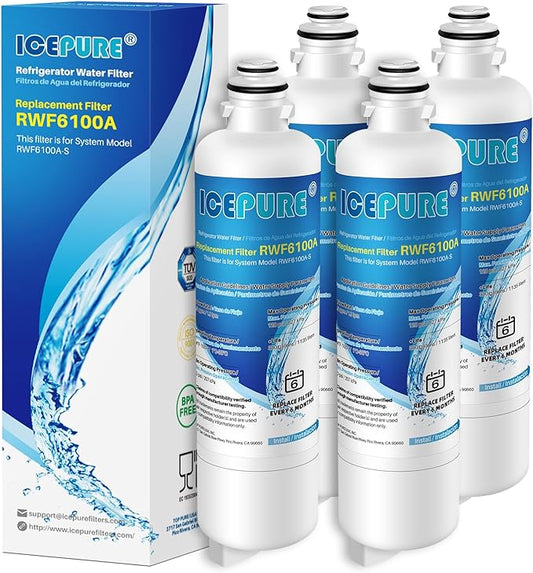 ICEPURE BORPLFTR50 Replacement for Bosch Ultra Clarity Pro Water Filter Compatible with 12033030,12028325,11025825,17005582,RA450022,WFC100MF,WFS200MF,B36CT80SNS,B36CL80ENS,BORPLFTR55,REPLFLTR55 4PACK