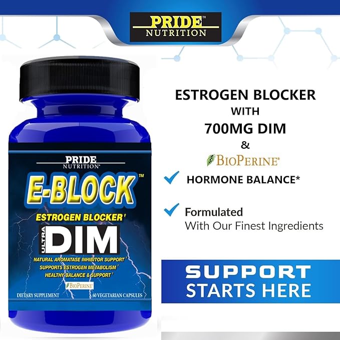 E-Block DIM Supplement 700MG Extra Strength Estrogen Blocker | Hormone Balance for Men and Women | M e n o p a u s e, Acne, Hot Flashes Relief, PCT & P r o s t a t e Support 60 Ct.