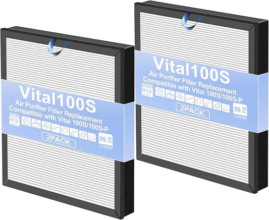 2 Pack Vital 100S Replacement Filter for LEVOIT Vital 100S & 100S-P Air Purifier, True H13 HEPA + High-Efficiency Activated Carbon, 3-in-1 Filter for Home, Bedroom,Dust & Odor Elimination