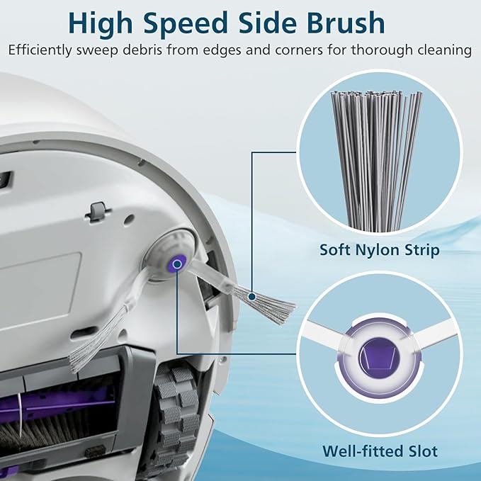 Accessories Replacement for Narwal Freo X Ultra Robot Vacuum, 16 Vacuum Accessories Set, 1 Main Brush, 2 Hepa Filter, 2 Dust Bags, 4 Mop Pads, 6 Side Brushes, 1 Cleaning Brush