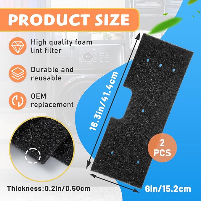 2Pack Lint Filter WH01X35719 Compatible with GE Profile Washer Dryer Combo Models PFQ97HSPVDS, Hand Washable and Reusable, Dryer Lint Filter Replacement
