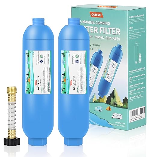 RV Water Filter, Inline Water Hose Filter for Camper, Travel Trailer, Marine, Garden, Pool, NSF Certified, Reduces Bad Taste, Odors, Chlorine