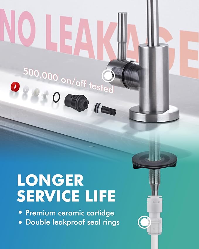 VFAUOSIT Water Filter Faucet, Drinking Water Faucet for Kitchen Sink Fits Most Reverse Osmosis or Water Filtration System, Lead-Free Stainless Steel Non-Air Gap RO Faucet Brushed Nickel for Bar Sink
