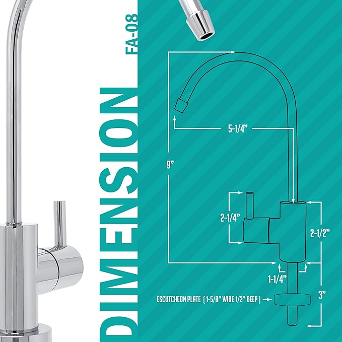 Non-airgap RO Faucet Reverse Osmosis Drinking Water Filtration System Water Dispenser Spout (Bright Gold). Euro Style with Faucet Wrench. NSF Certified.